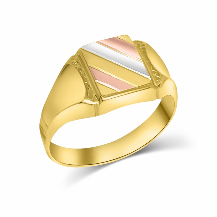 18k Yellow, White and Rose Gold Ring