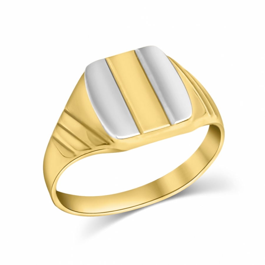 18 Yellow and White Gold Ring