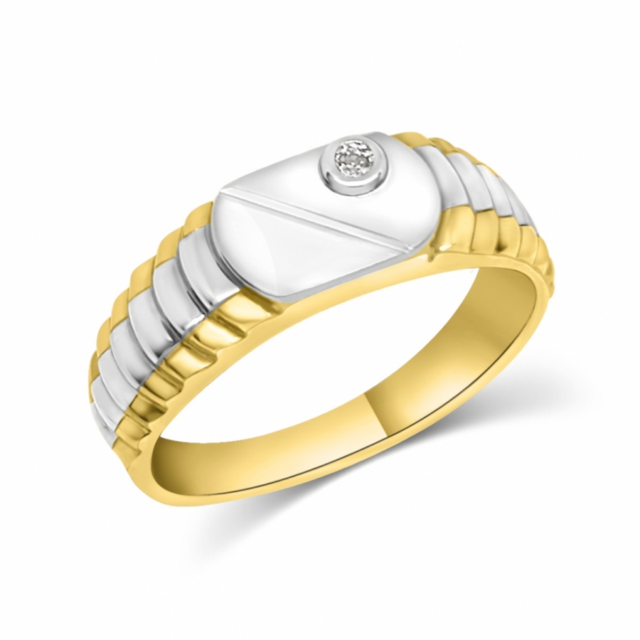 18k Yellow and White Gold Ring with cubiz zirconia