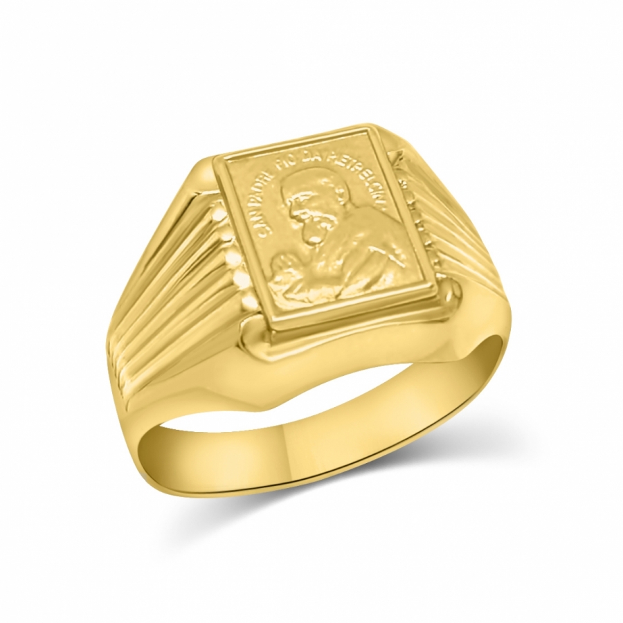 18k Yellow Gold Ring Padre Pio