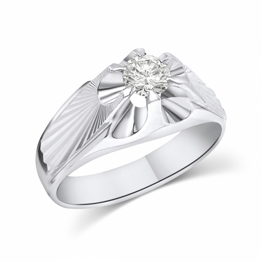 Anello solitario da uomo in oro bianco 18kt con diamante 0,51ct