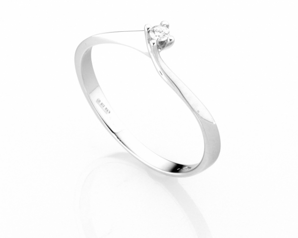 Anello Solitario Diamonds Luxury con Diamante da 0.05ct in oro bianco 18kt