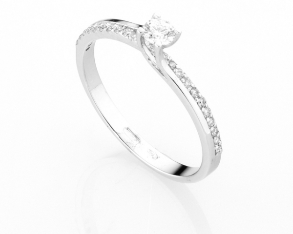 Anello Solitario Diamonds Luxury con Diamante da 0.17ct in oro bianco 18kt