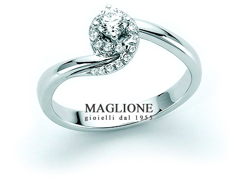 Anello solitario Luxury Miluna con Diamante Naturale 0.08ct in oro bianco 18kt