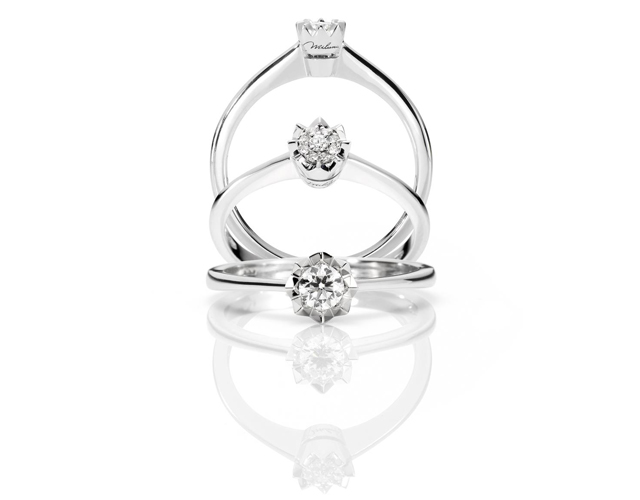Anello Solitario Miluna Abbraccio della Corona con 0.052ct di Diamanti in oro bianco 18kt LID2615