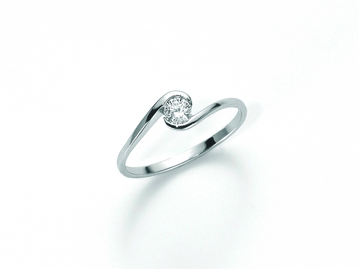 Anello Solitario Miluna con diamante 0.10ct in oro bianco 18kt LID2327-010S