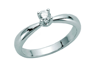 18K White Gold 0.05ct Natural Diamond Solitaire Ring MILUNA
