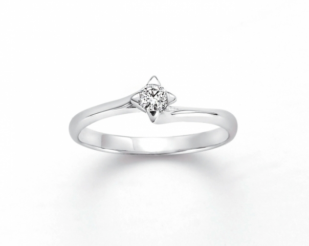 MILUNA - 18k White Gold 0.06ct Diamond Solitarie Ring
