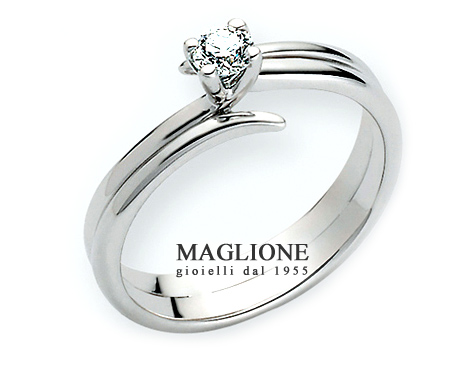 Anello solitario Miluna con Diamante Naturale 0.08ct in oro bianco 18kt