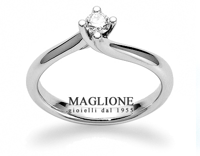 Anello solitario Miluna con Diamante Naturale 0.10ct in oro bianco 18kt LID1987-D10