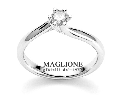 Anello solitario Miluna con Diamante Naturale 0.12ct in oro bianco 18kt