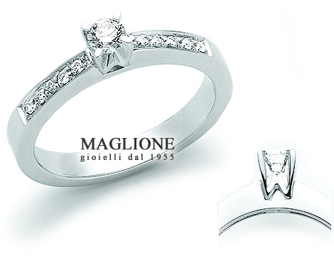 Anello solitario Miluna con Diamanti Naturali 0.16ct in oro bianco 18kt