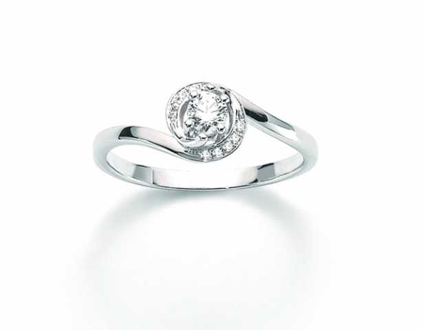 Anello Solitario Miluna Miss Italia con 0.16ct di diamante centrale in oro bianco 18kt LID3021