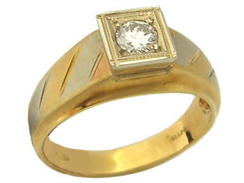 Anello Solitario uomo con Diamante Naturale IF 0.34ct in oro 18kt