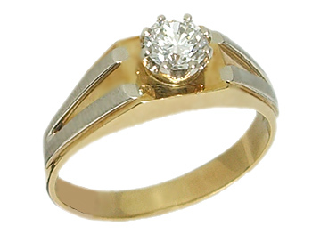 18K Yellow and White Gold with 0.62ct Diamond Solitaire Ring 