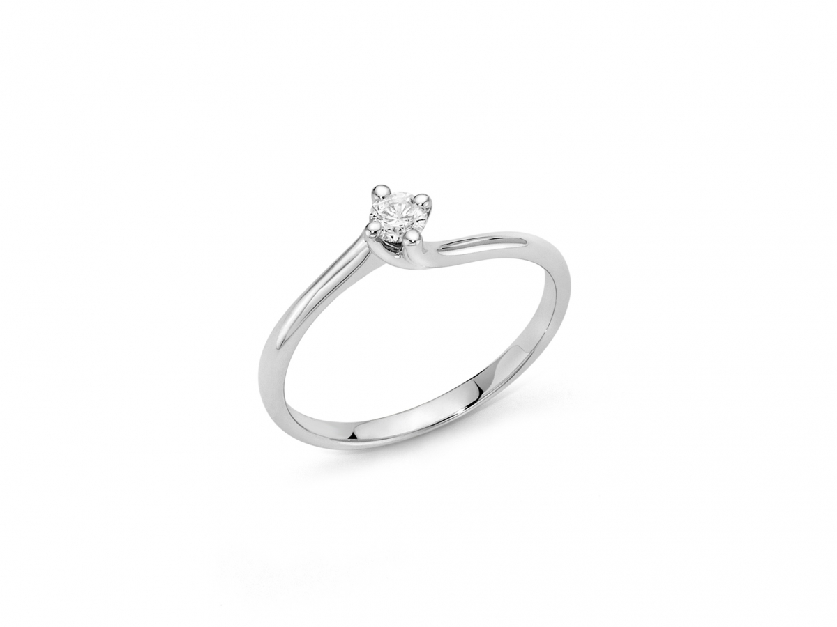 18K White Gold 0.15ct Natural Diamond Ring MILUNA