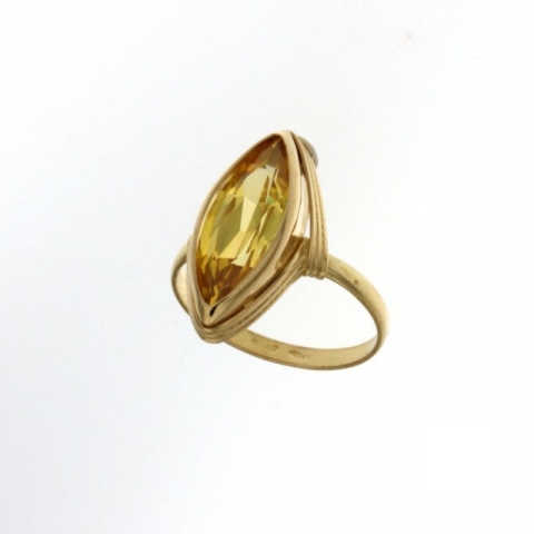Anello Spoletta con pietra Citrino in oro giallo 18kt