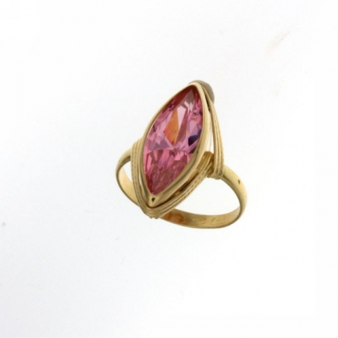 18k Yellow Gold Ring with Rose Quartz Stone