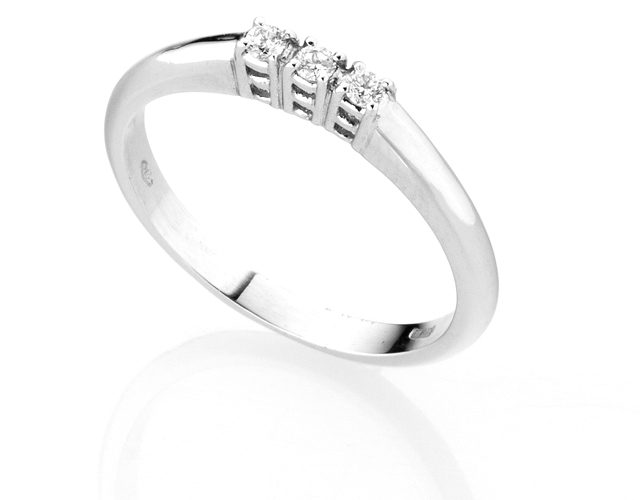 18K White Gold and Trilogy 0.09ct Natural Diamonds Ring
