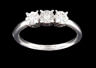 Anello Trilogy firmato FOGI by Gianni Carità in oro bianco e diamanti da 0.19ct