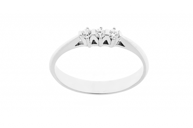 Grama & Mounier - 18K White Gold 0.12ct Natural Diamond Ring