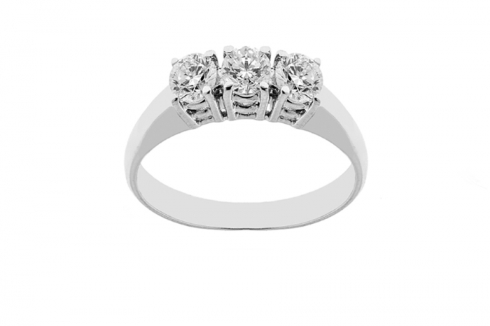 Anello Trilogy Grama & Mounier con Diamanti da 0.75ct in oro bianco 18kt GM053