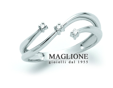 Anello Trilogy Miluna con Diamanti Naturali 0.04ct in oro bianco 18kt