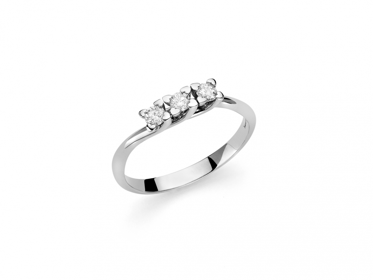 18K White Gold 0.24ct Natural Diamonds Trilogy Ring MILUNA