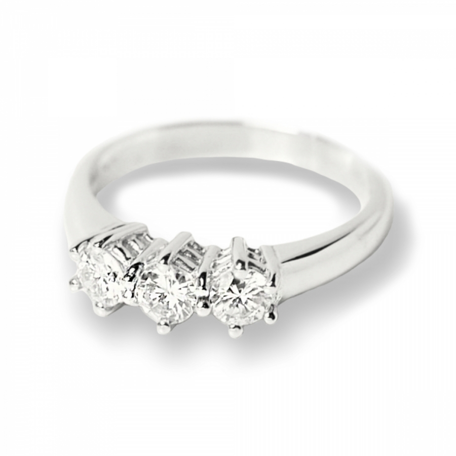 Anello Trilogy Sidera con Diamanti Naturali Certificati da 0.45ct in oro bianco 18kt