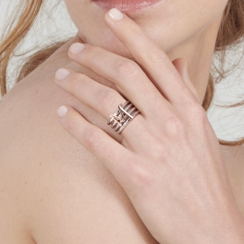 TUUM - 925k Silver and 9k Rose Gold Ring