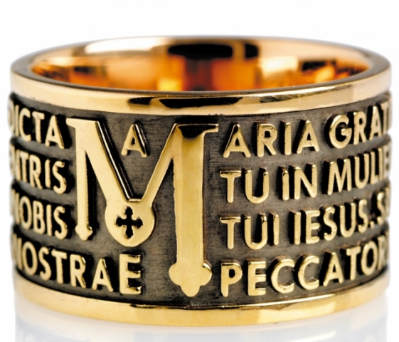 Anello Tuum Tuam in Argento 925 Bronzato con Ave Maria in latino
