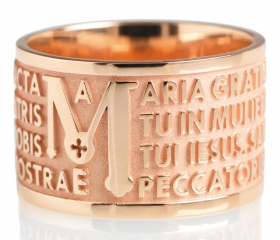 Anello Tuum Tuam in Oro rosa 9kt con Ave Maria in latino