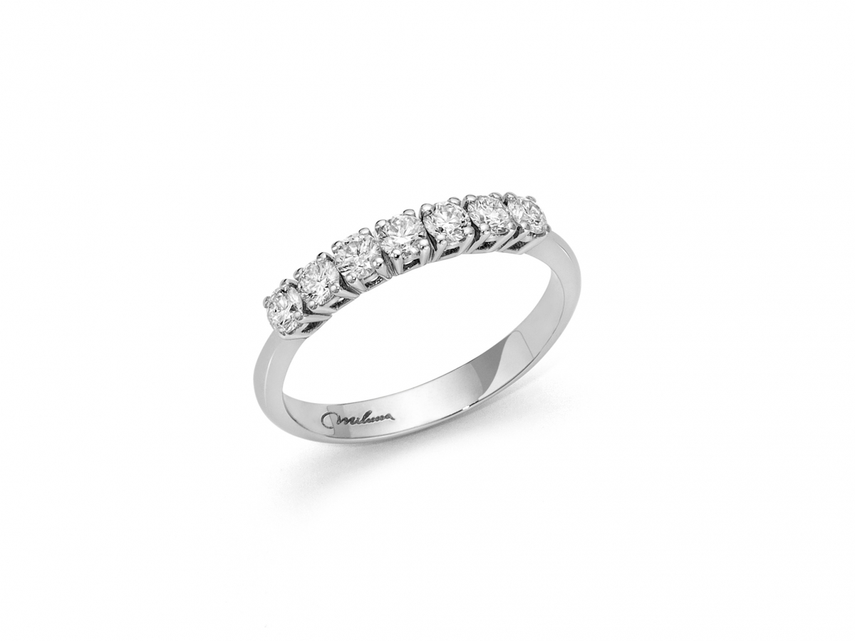 Anello Veretta con 7 Diamanti Naturali in oro bianco 18kt LID3229