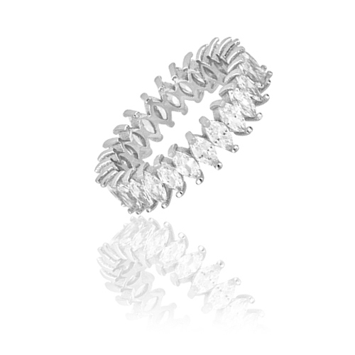 Anello Veretta Eternity in Argento 925% rodiato con Cubic Zirconia tuttogiro