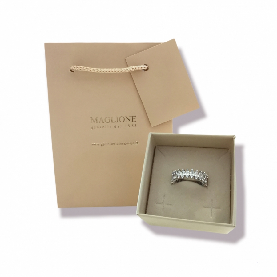 Anello Veretta Eternity in Argento 925% rodiato con Cubic Zirconia tuttogiro