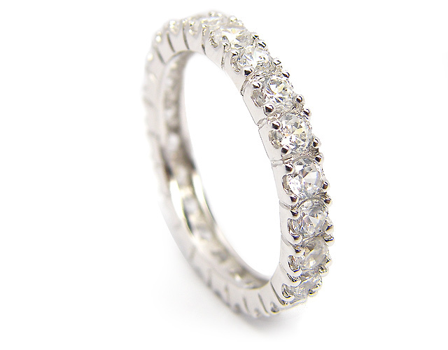 925 Rhodium Silver and Cubic Zirconia Ring