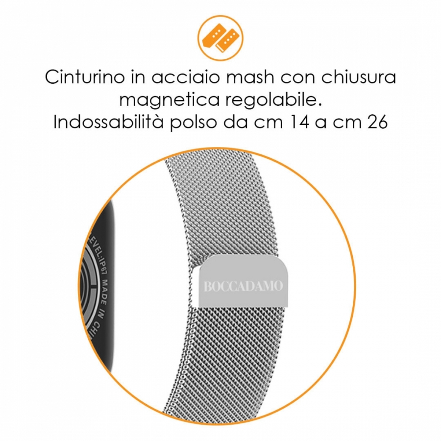 Boccadamo - Orologio smartwatch SmartMe Plus in maglia mesh silver