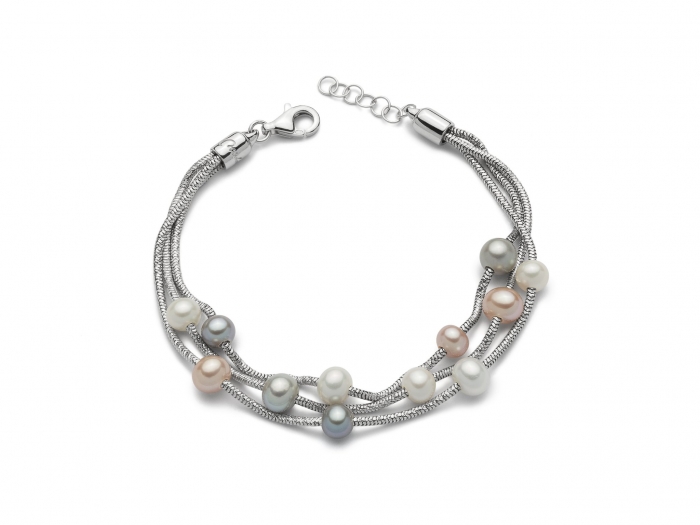 Bracciale 3 fili con Perle in argento 925% MISS ITALIA PBR2834