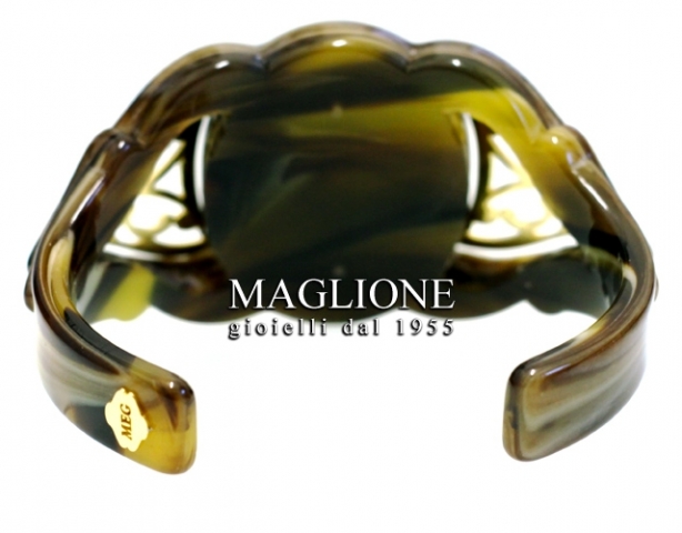 Bracciale a fascia piccola in alicrite di osso con profilo donna pompeiana