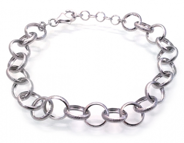 Bracciale a maglie larghe rigate in argento 925