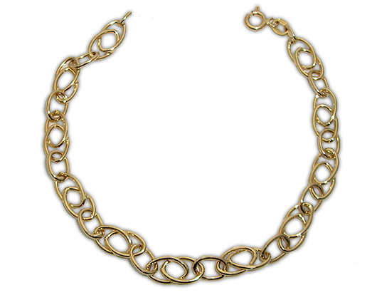 Bracciale a maglie vuote alternate in oro giallo 18kt