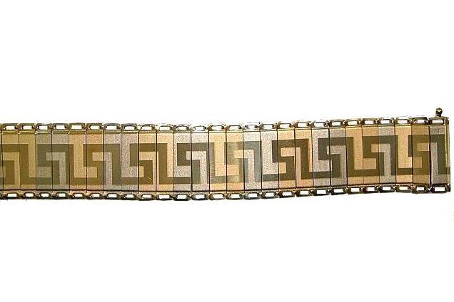Bracciale a piastrine serigrafate in oro giallo e bianco 18kt