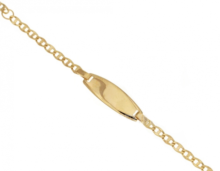 Bracciale battesimale da bambino con piastrina personalizzabile in oro giallo 18kt