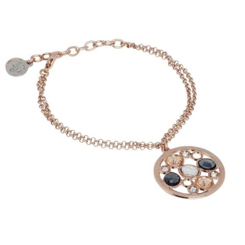 Bracciale BOCCADAMO doppio filo placcato oro rosa con centrale in Swarovski XBR730RS