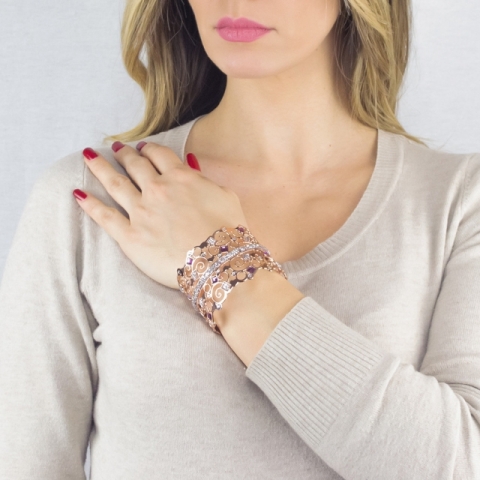 Bracciale BOCCADAMO Harem rigido a fascia rosato con cristalli Swarovski XBR795RS