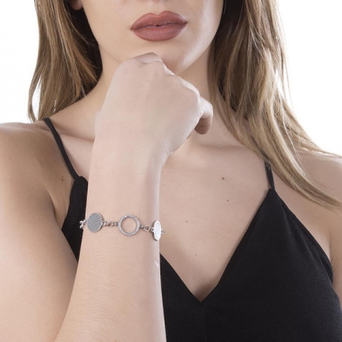 Bracciale BOCCADAMO Orbiter morbido e modulare in madreperla e zirconi XBR596