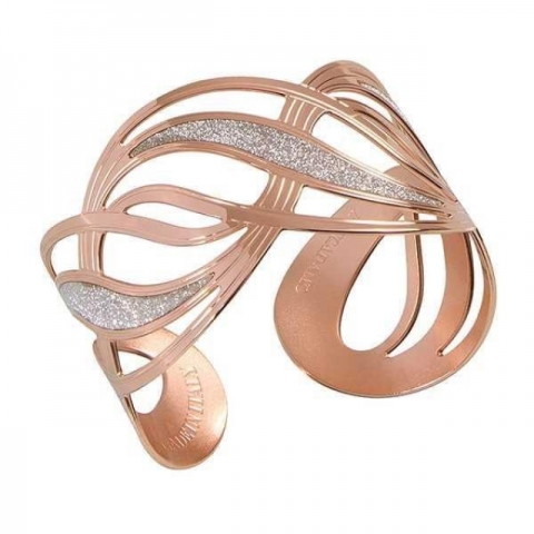 Bracciale BOCCADAMO rigido rosato con superfici glitterate a forma di nodo d'amore XBR211RS