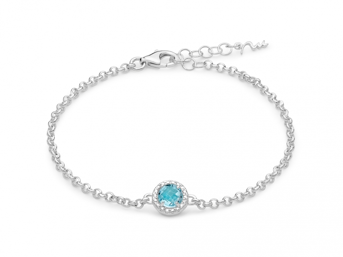 Miluna - 925k White Silver Bracelet with Topaz blue sky