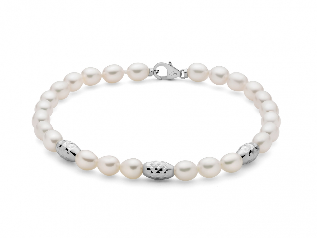 Miluna - 925k Silver and Real Pearl Bracelet