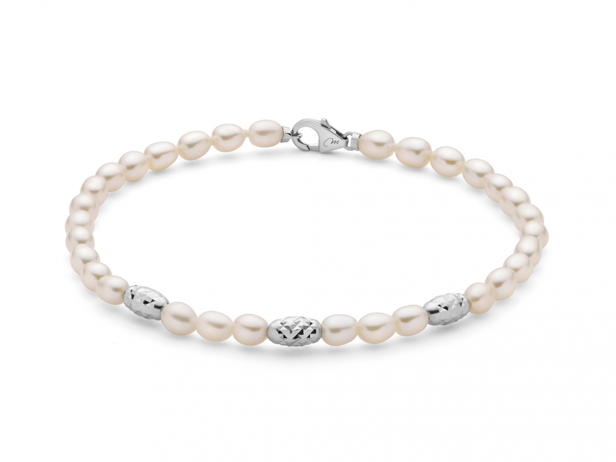 Miluna - 925k Silver and Real Pearl Bracelet